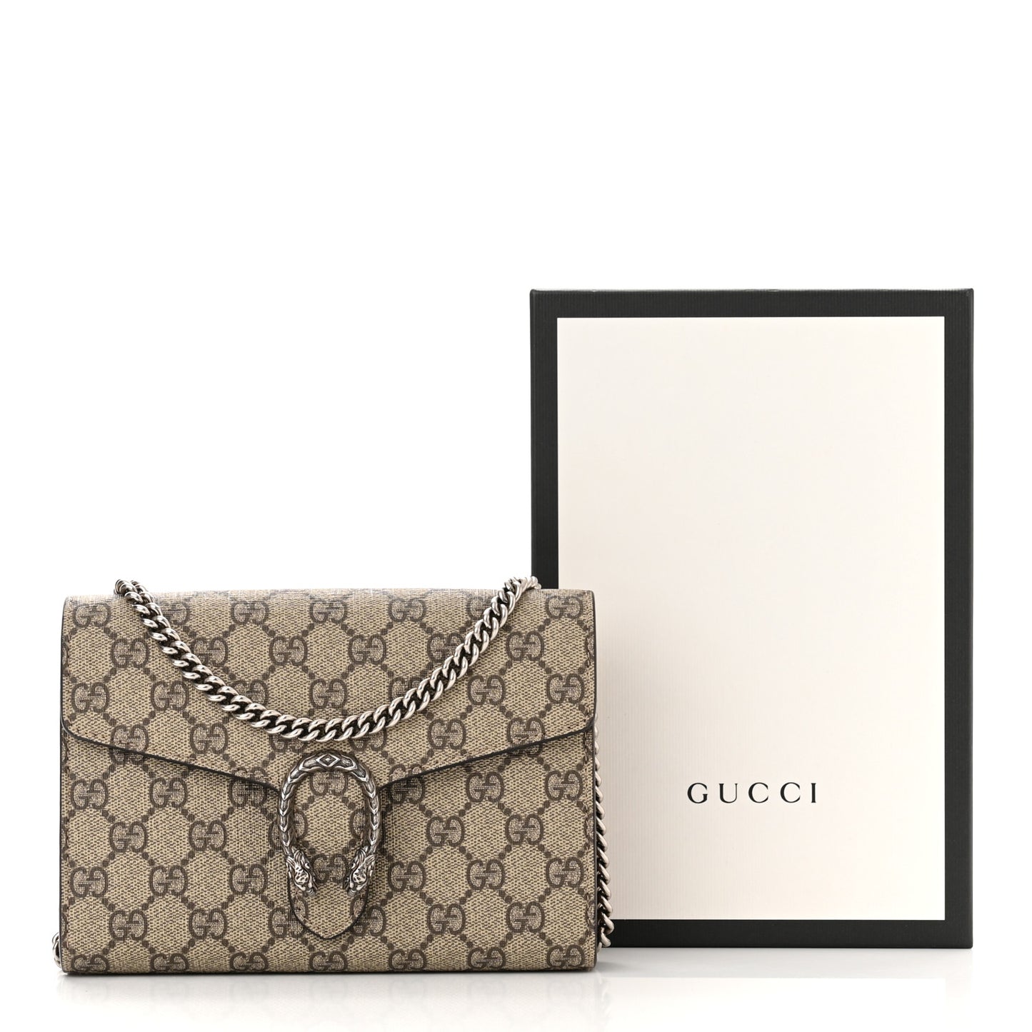 GG Supreme Monogram Mini Dionysus Chain Wallet Beige Taupe