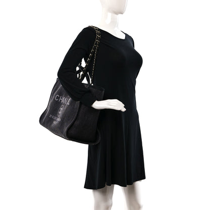Chanel Woven Straw Raffia Medium Deauville Tote Black 2 of 9