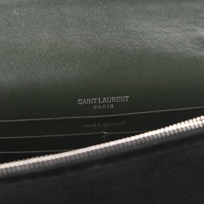 Saint Laurent Velvet Crystal Monogram Kate Tassel Chain Wallet Green 8 of 9