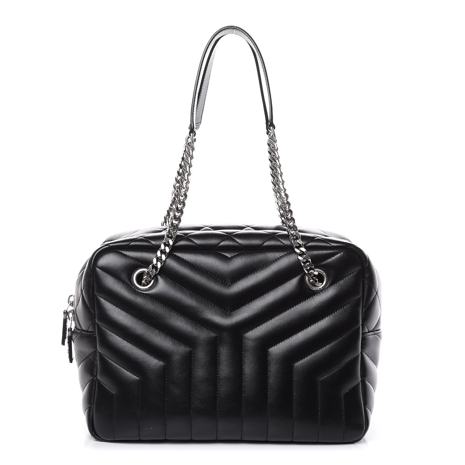 Saint Laurent Calfskin Y Quilted Monogram Medium Loulou Bowling Bag Black 1 of 11