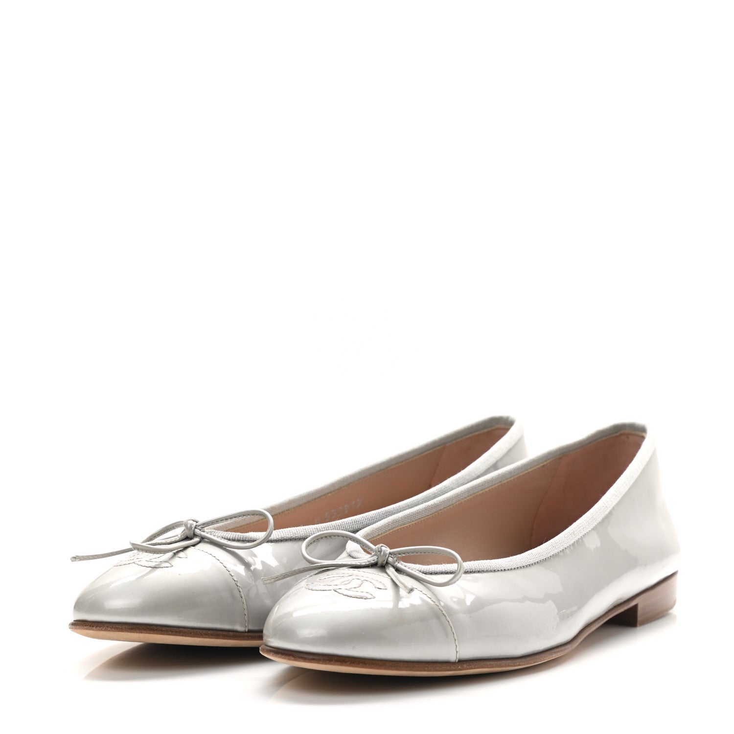 Chanel Calfskin Patent Cap Toe CC Ballerina Flats 40 Grey 3 of 9