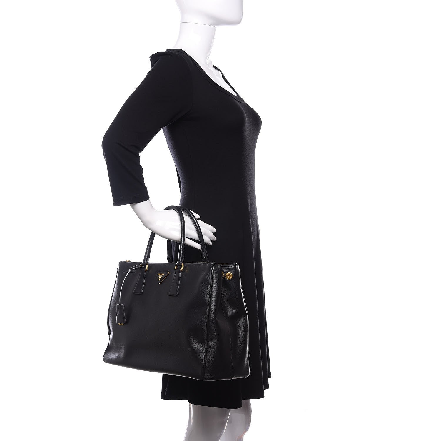 Prada Saffiano Large Galleria Double Zip Tote Black 2 of 9