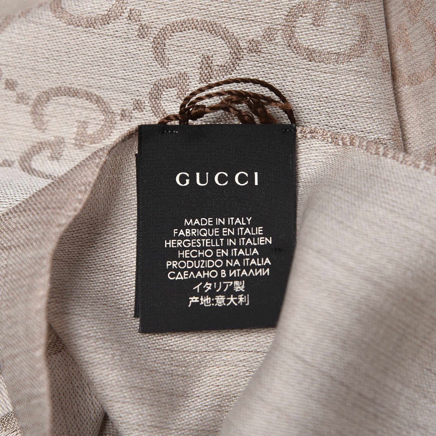 Gucci Wool Silk GG Monogram GGNat Scarf Sand 5 of 5