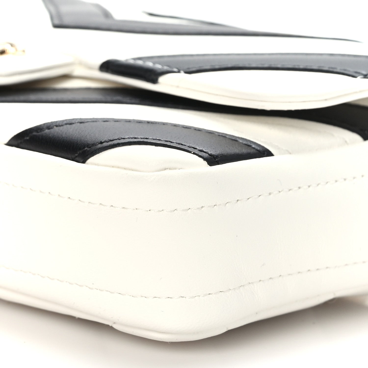 Chanel Lambskin Chevron Stitched Flap White Black 11 of 12