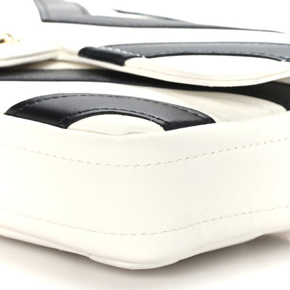 Chanel Lambskin Chevron Stitched Flap White Black 11 of 12