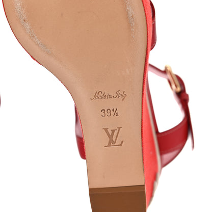 Louis Vuitton Canvas Waterfall Wedge Sandals 39.5 Red 7 of 13