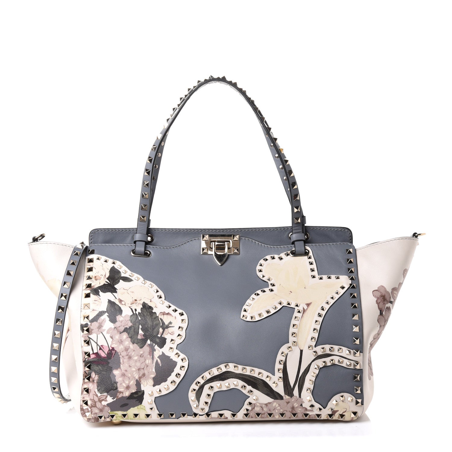 Valentino Garavani Vitello Monogram Kimono 1997 Print Medium Rockstud Tote Light Blue 1 of 11
