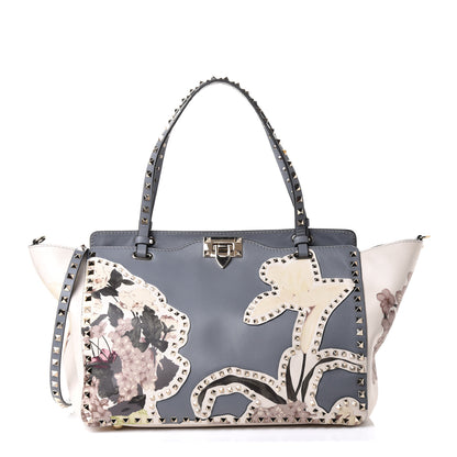 Valentino Garavani Vitello Monogram Kimono 1997 Print Medium Rockstud Tote Light Blue 1 of 11