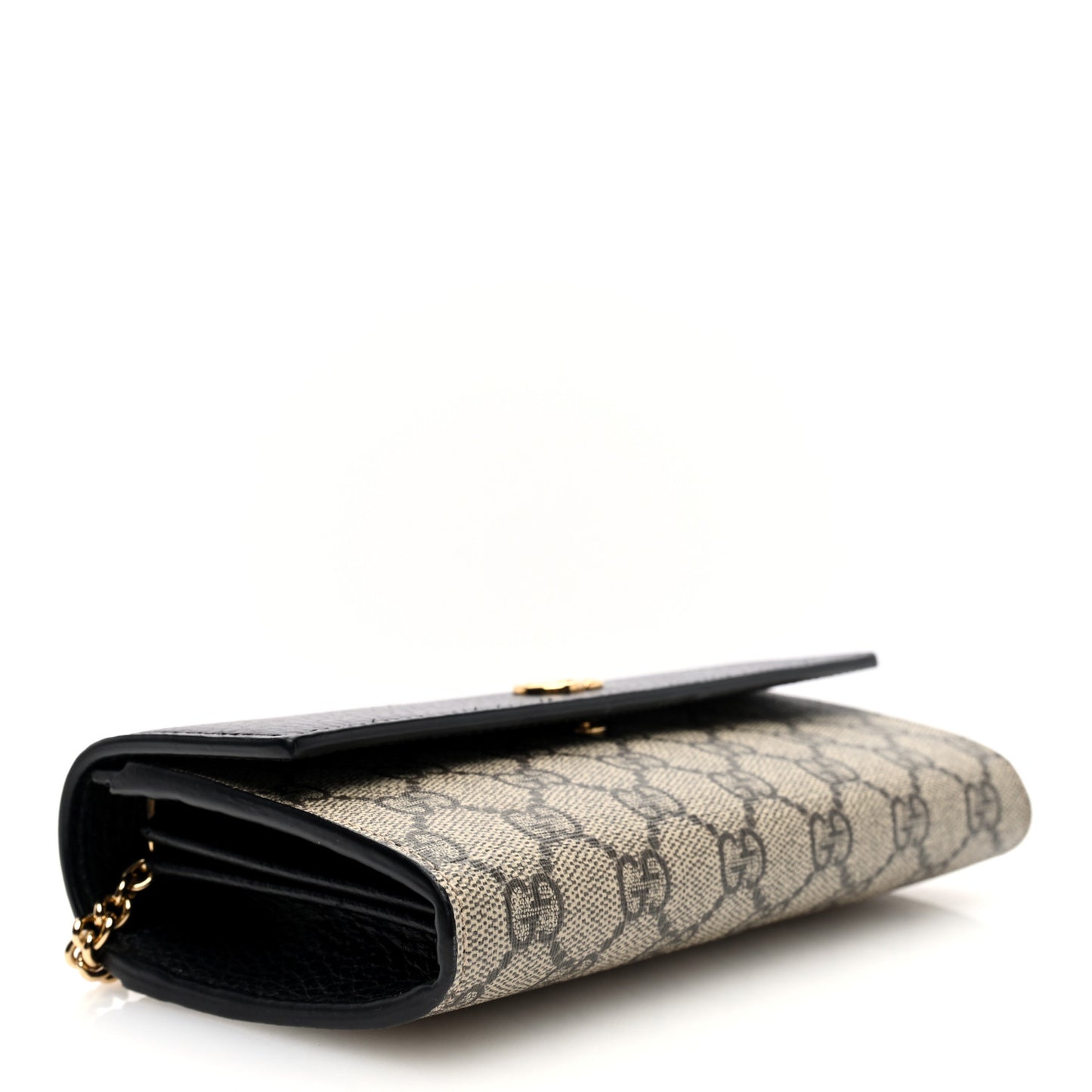 Dollar Calfskin GG Supreme Monogram Petite GG Marmont Wallet Chain Bag Black Beige Ebony