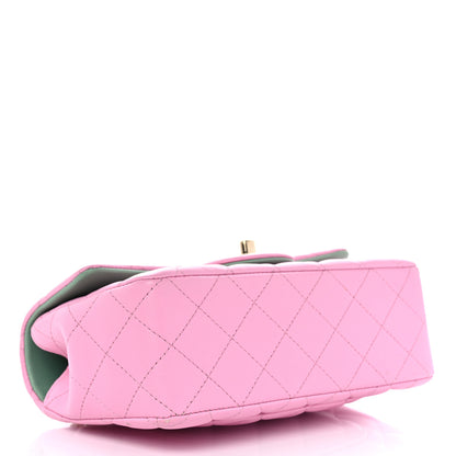 Chanel Lambskin Quilted Bi-Color Mini Top Handle Rectangular Flap Light Lilac Light Green 4 of 10