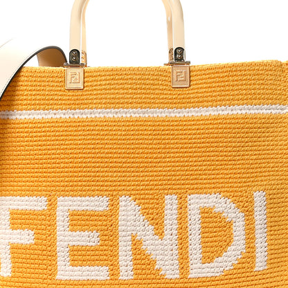 Fendi Crochet Vitello King Logo Plexiglass Medium Fendi Sunshine Shopper Tote Mimosa Panna 8 of 10