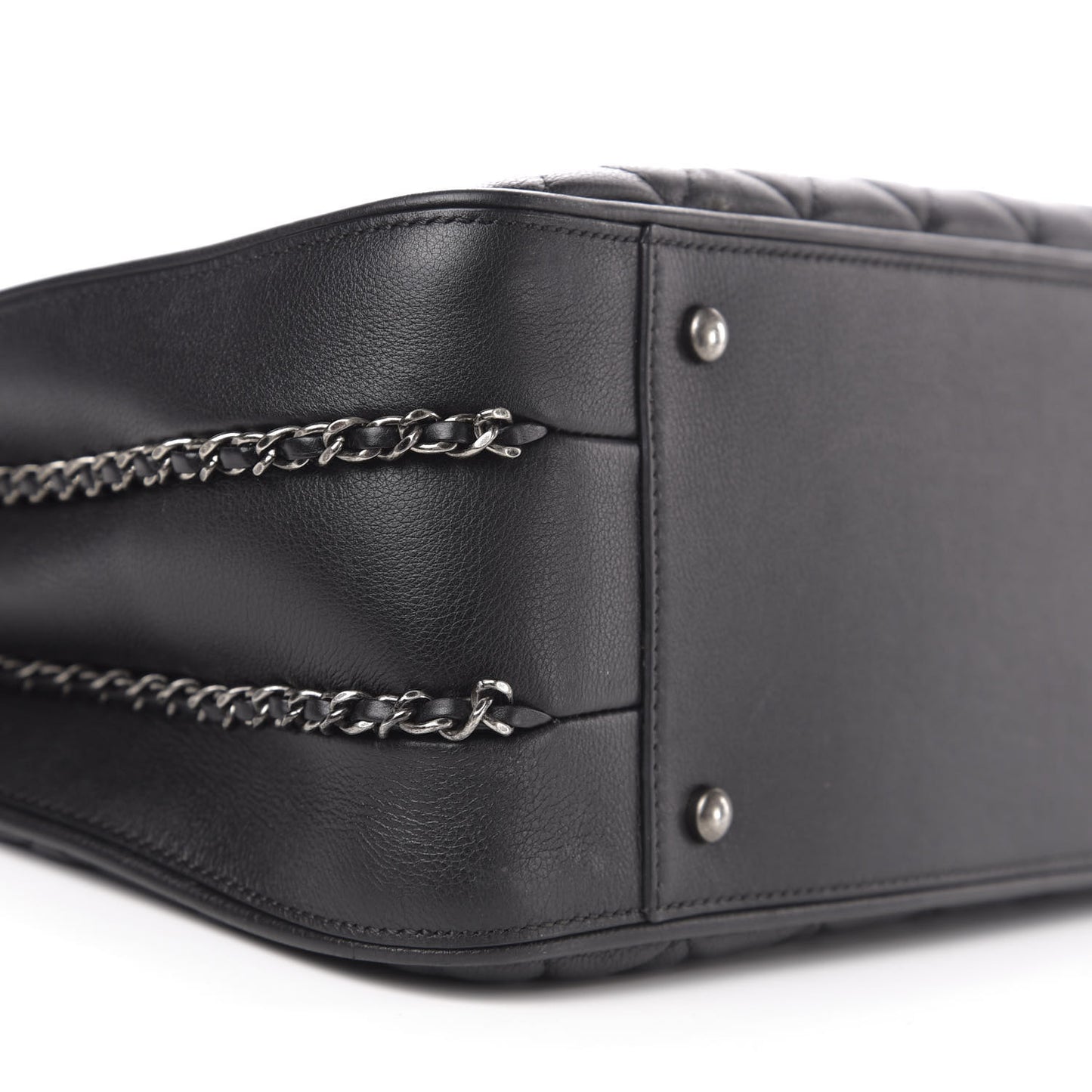 Calfskin Quilted Frame In Chain Tote Black