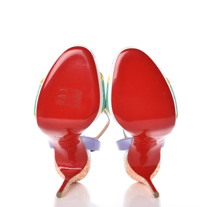 Christian Louboutin Patent Rete Glitter Discoport 120 Sandals 37 Opal 5 of 10
