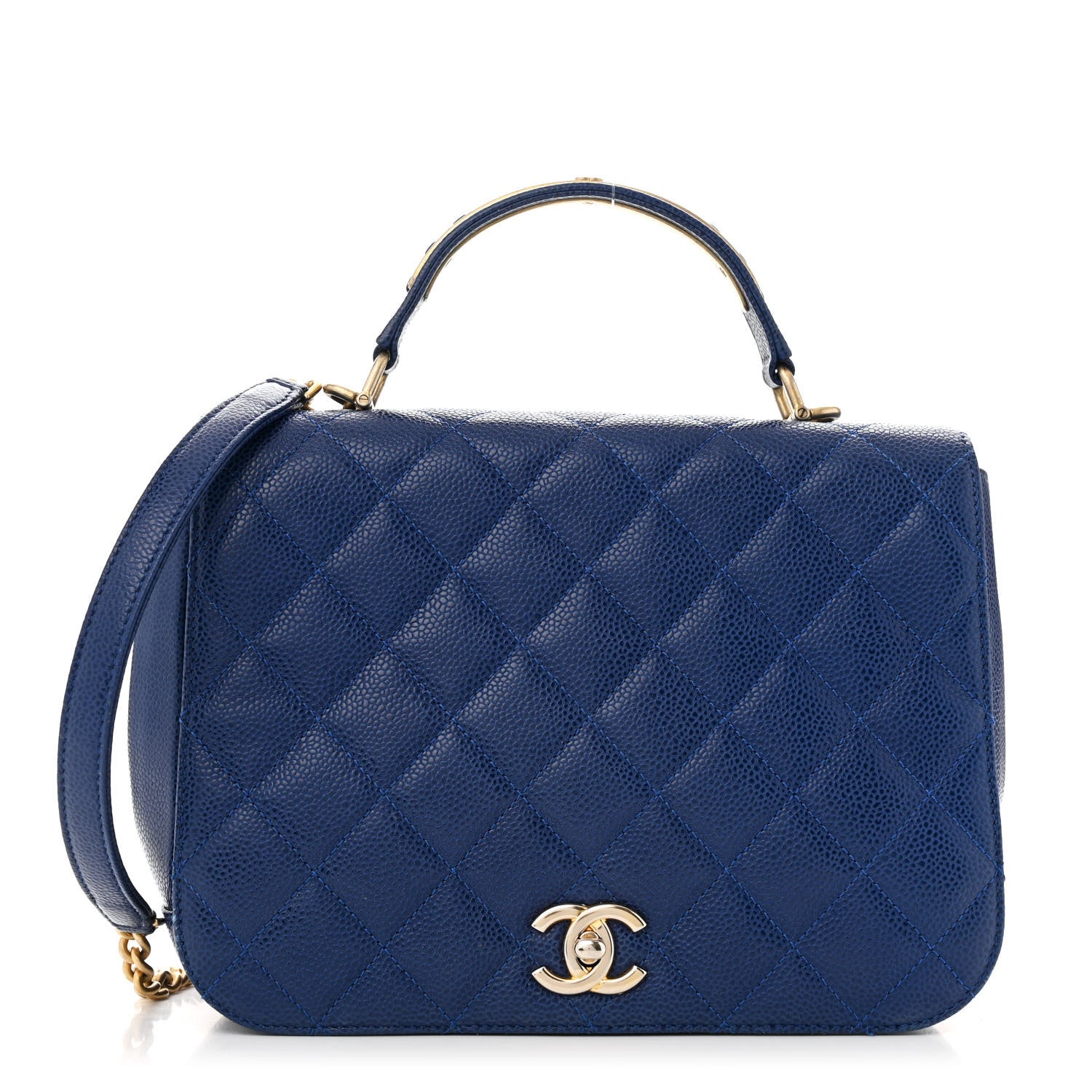 Chanel Caviar Large Carry Around Flap Bag Blue 1 of 15