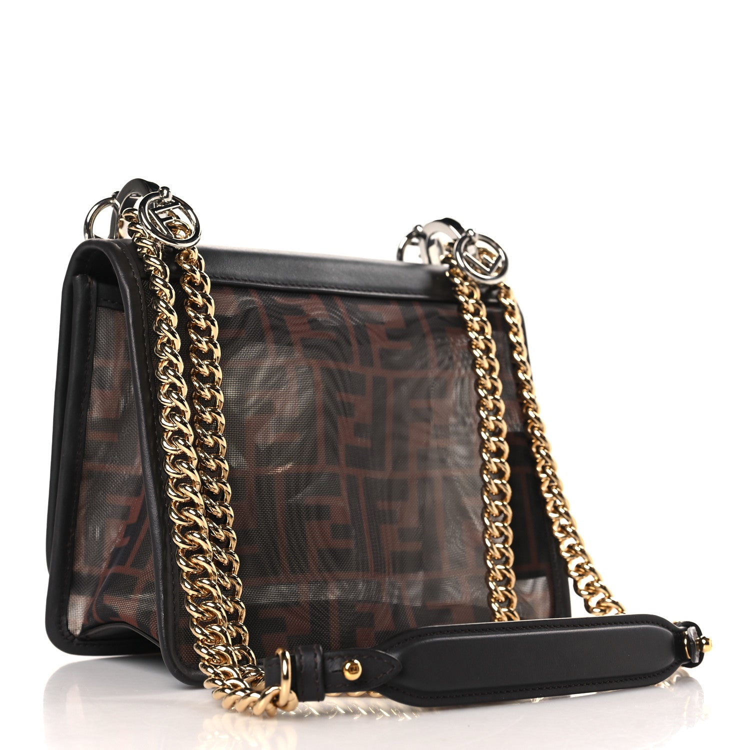 Fendi Mesh Vitello Century F is Fendi FF 1974 Small Kan I Shoulder Bag Marrone Black Ebano 2 of 8