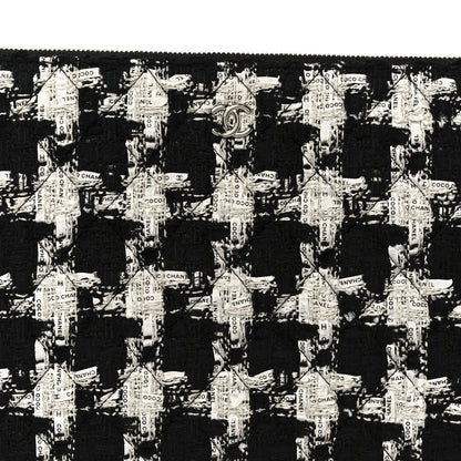 Chanel Tweed Quilted Medium Cosmetic Pouch Black Ecru White 8 of 8