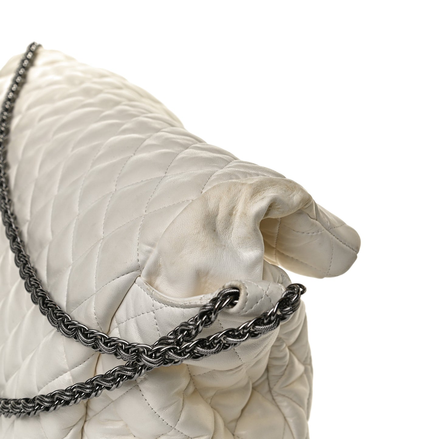 Lambskin Quilted Large Paris Moscou Red Square Bag Ivory