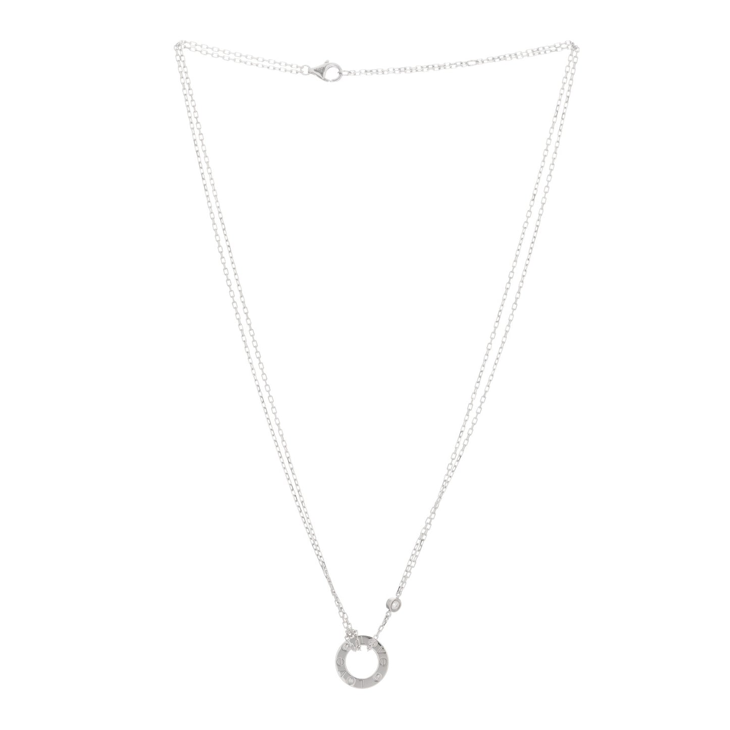 18K White Gold 2 Diamond LOVE Necklace
