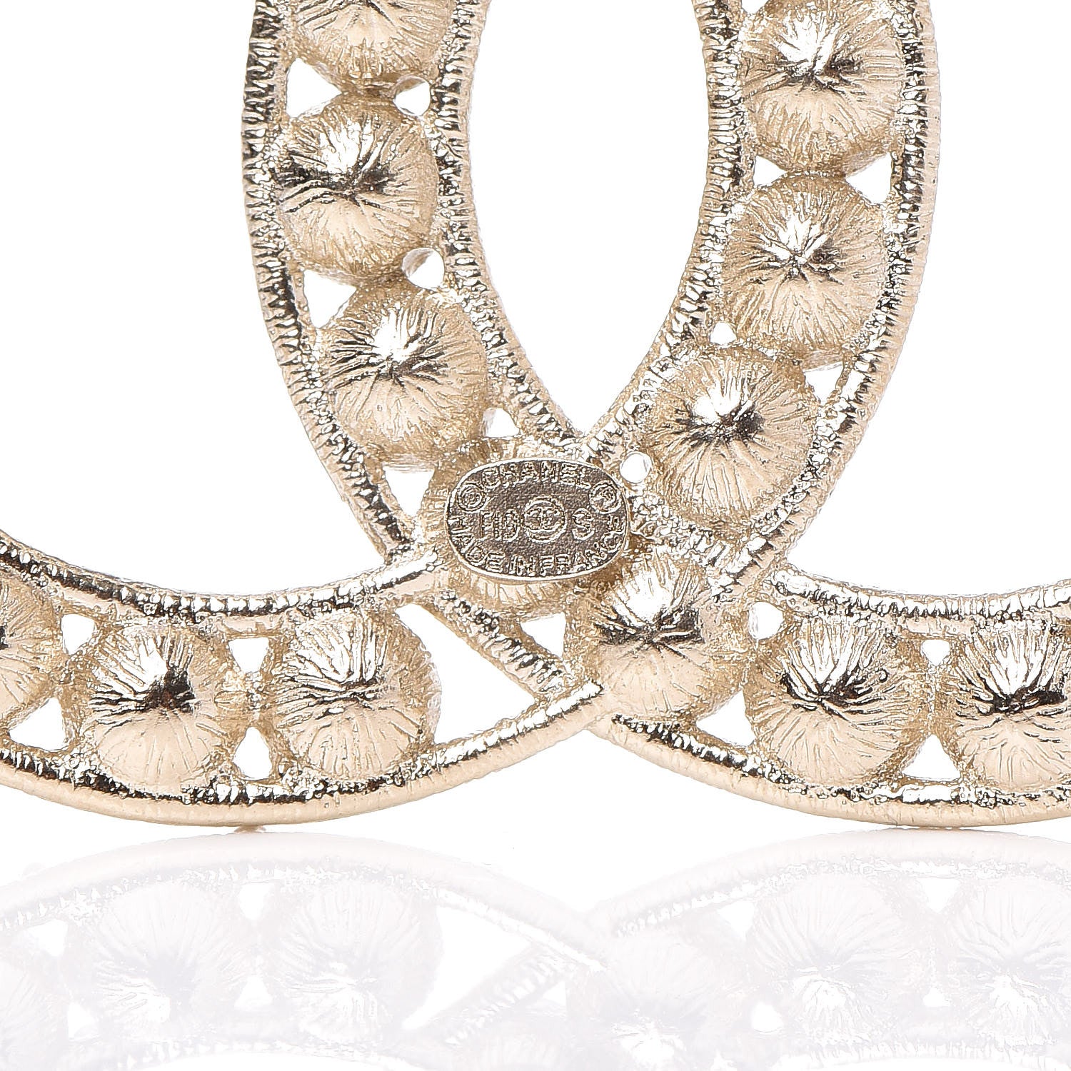 Chanel Crystal CC Brooch Light Gold 4 of 5