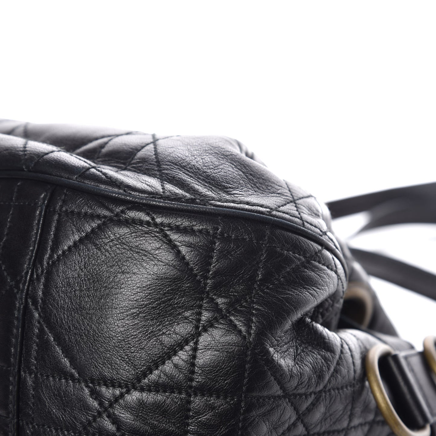 Lambskin Cannage Flap Shoulder Bag Black