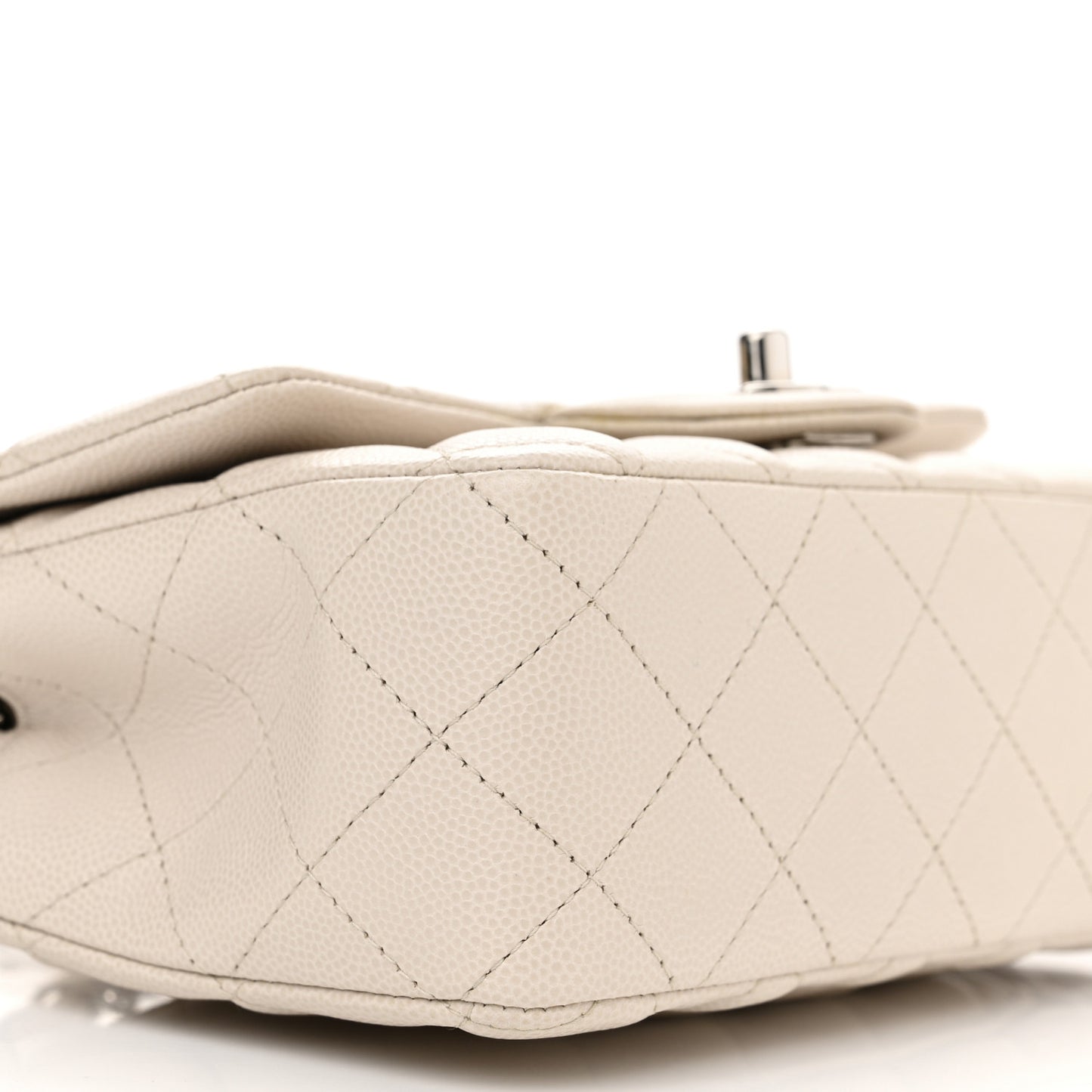 Caviar Quilted Mini Rectangular Flap Ivory