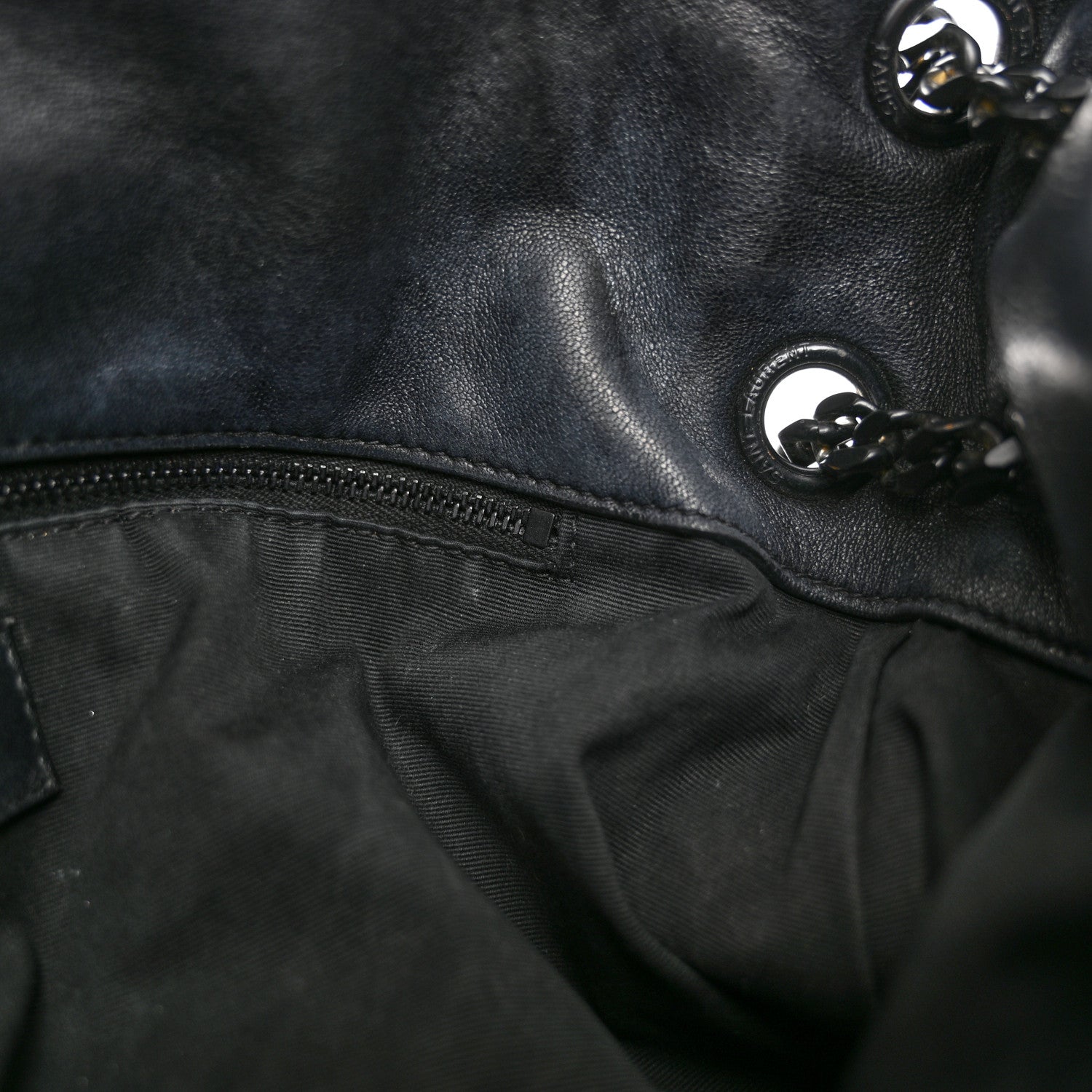Saint Laurent Lambskin Quilted Monogram Monochrome Medium Loulou Puffer Chain Satchel Black 13 of 18