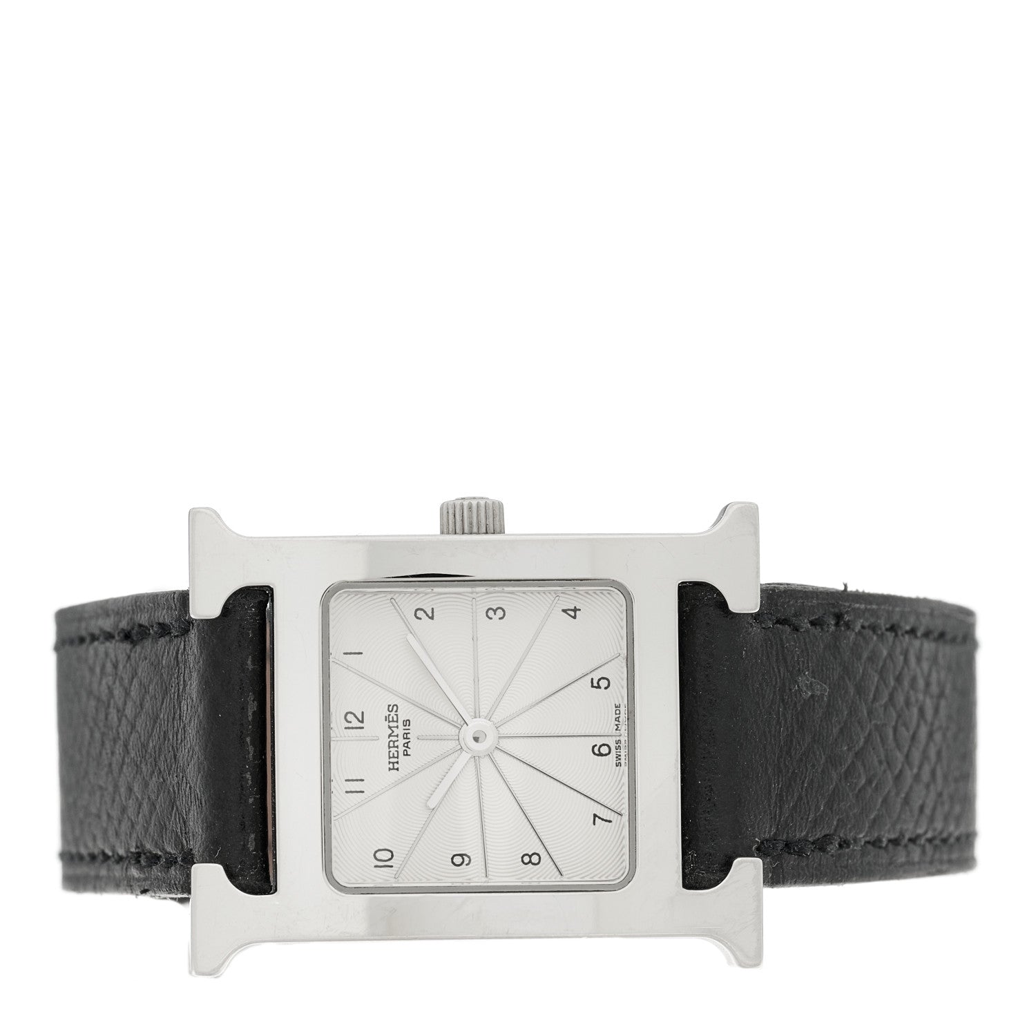 Hermes Stainless Steel Epsom 21mm Heure H Hour Quartz Watch Noir 2 of 4