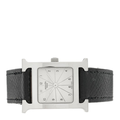 Hermes Stainless Steel Epsom 21mm Heure H Hour Quartz Watch Noir 2 of 4