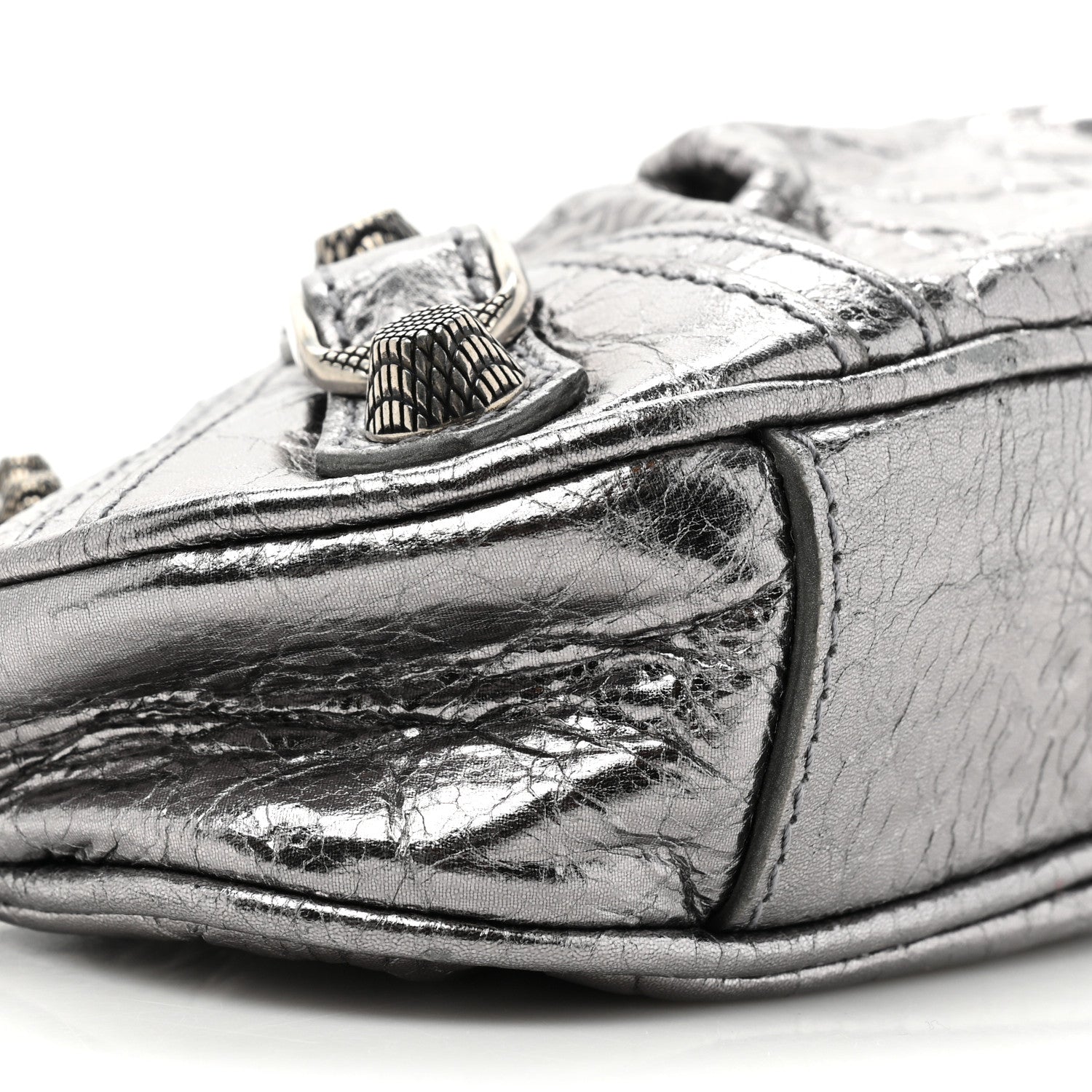 Balenciaga Metallic Agneau Arena Le Cagole Purse With Chain Mini Silver 8 of 9