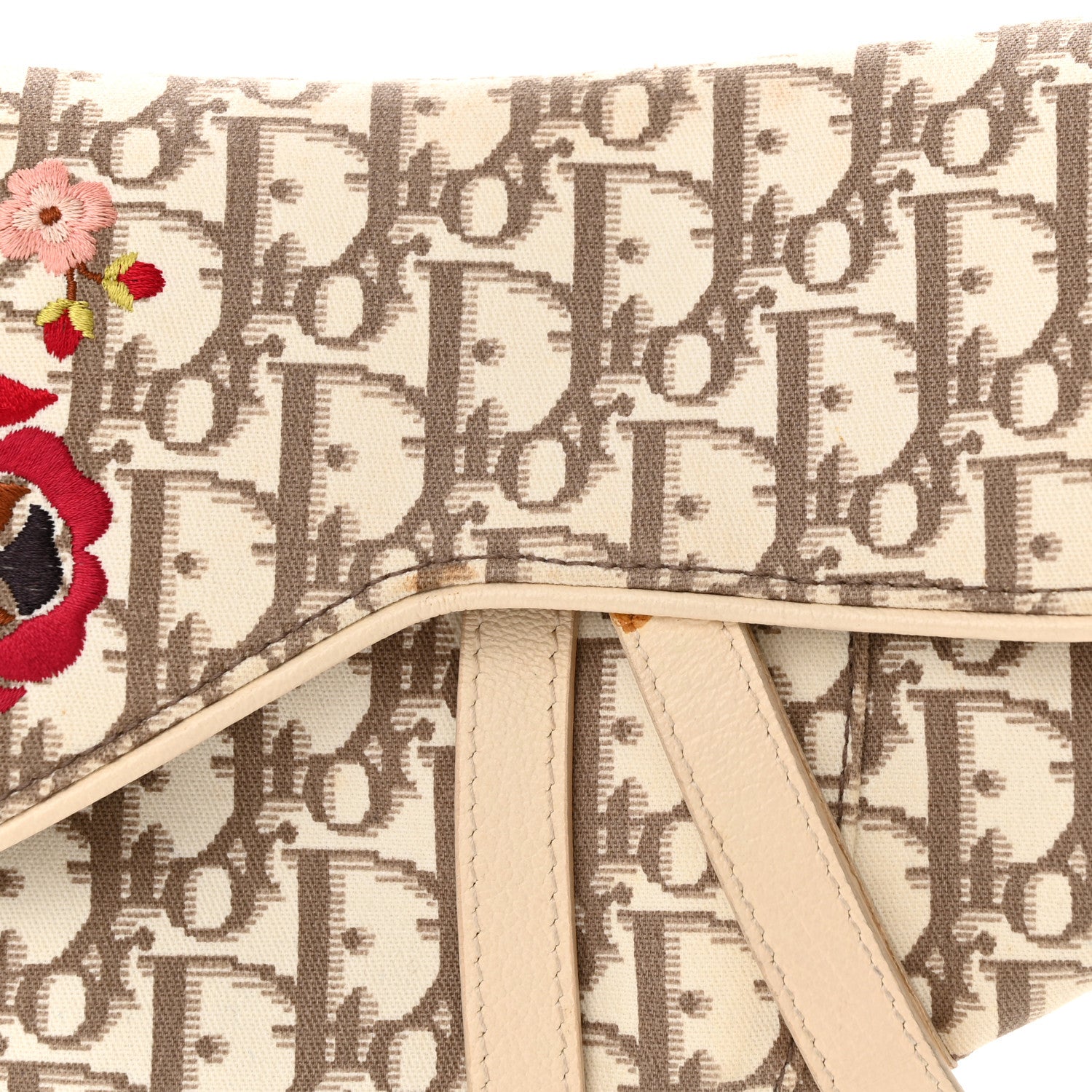 Christian Dior Monogram Vintage Flowers Saddle Bag Beige 8 of 16