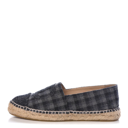 Chanel Flannel CC Espadrilles 38 Dark Grey Black 1 of 13