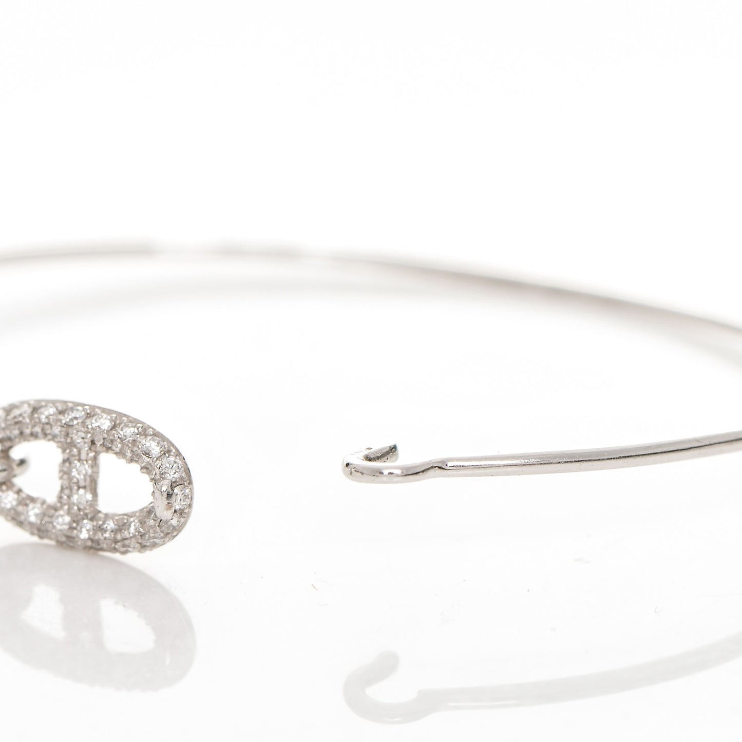 18K White Gold Diamond PM Ronde Chaine d'Ancre Bracelet SH