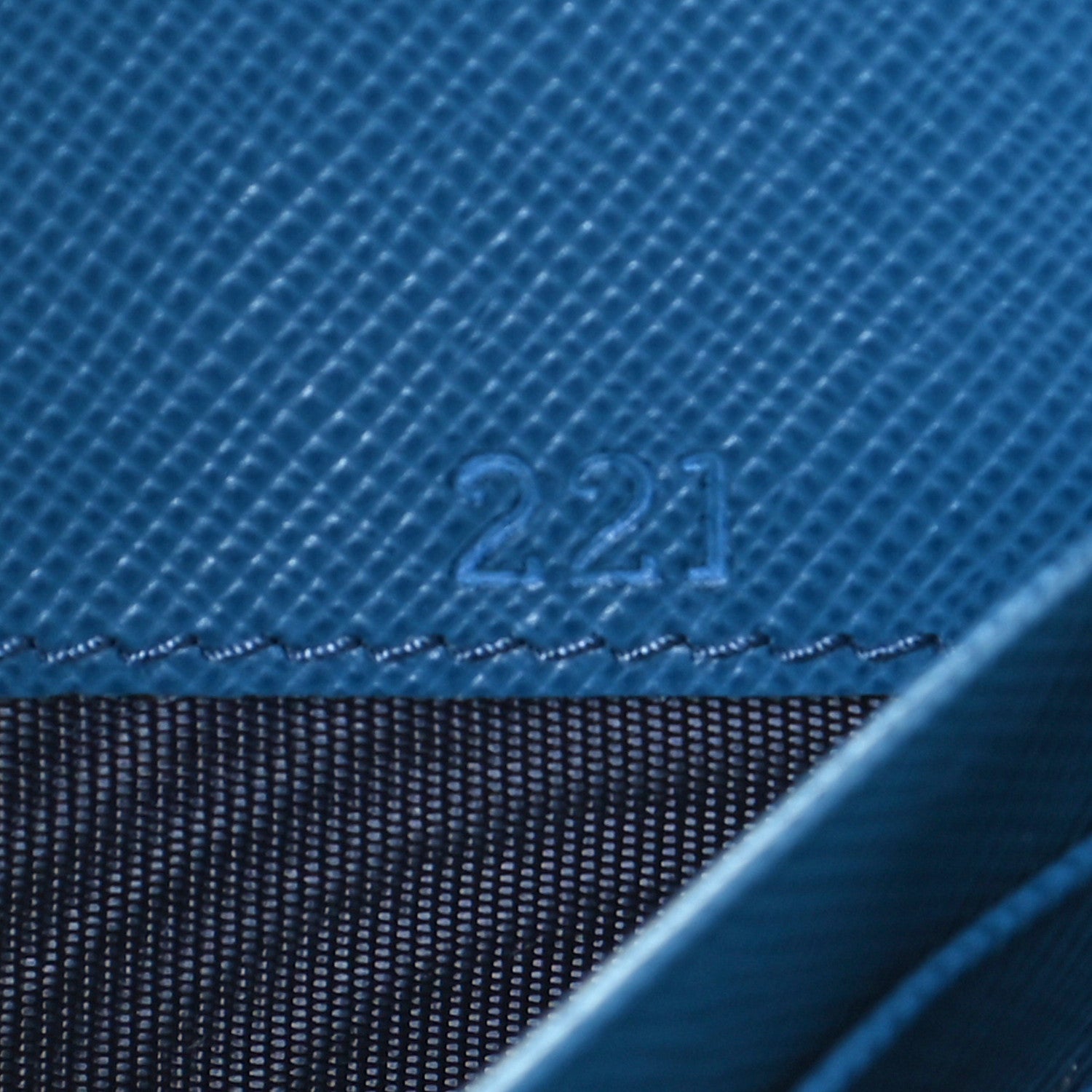 Prada Saffiano Metal Zip Around Wallet Blue 6 of 12