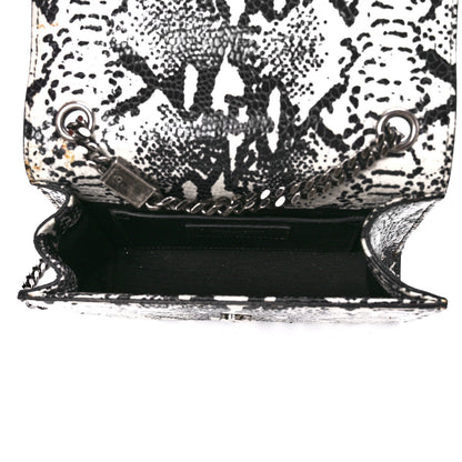 Saint Laurent Calfskin Snakeskin Embossed Small Classic Monogram Kate Tassel Satchel White Black 5 of 11