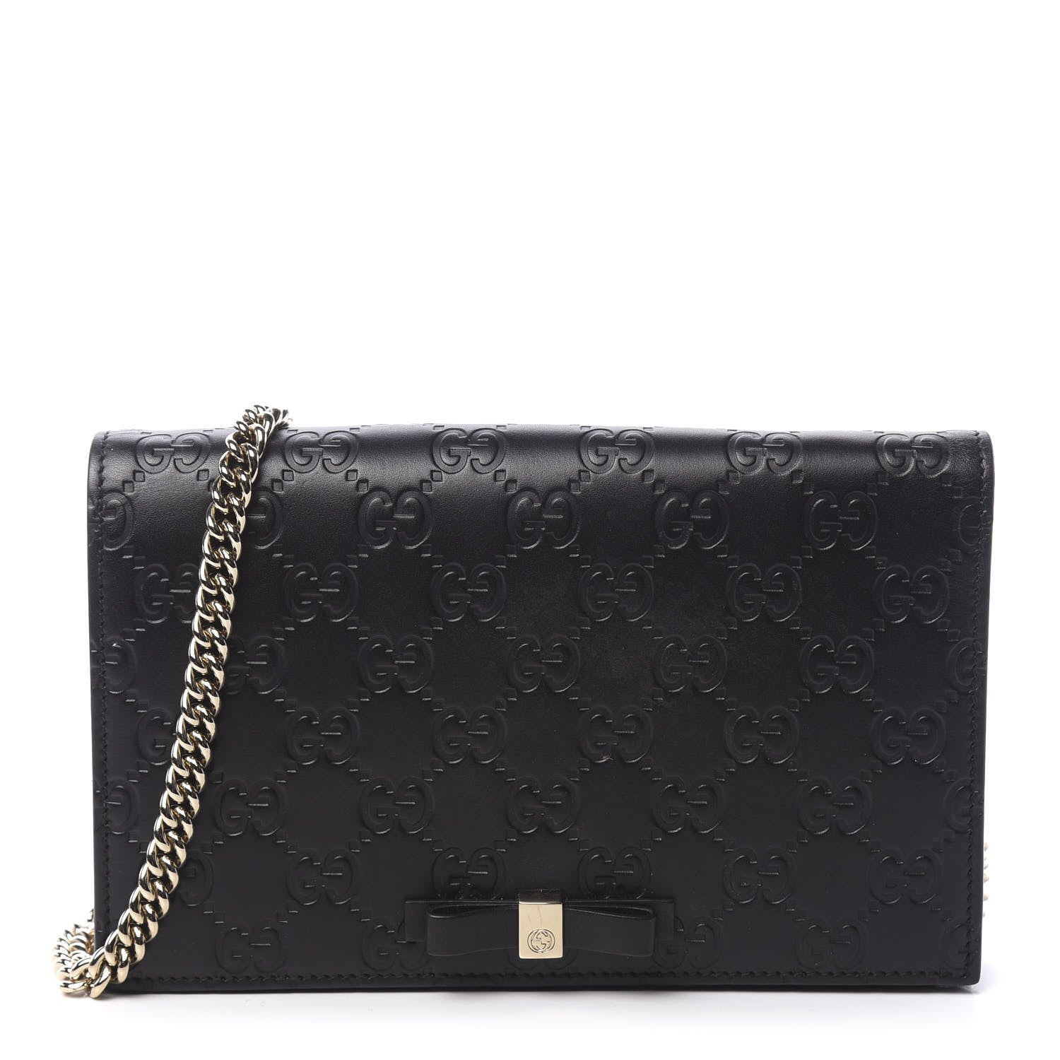 Gucci Guccissima Signature Bowy Chain Wallet Black 1 of 16