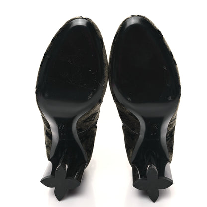 Louis Vuitton Velvet Monogram Silhouette Ankle Boots 38 Black Green 5 of 8