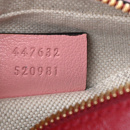 Gucci Azalea Calfskin Enamel Matelasse Diagonal Small Torchon GG Marmont Chain Shoulder Bag New Cherry Red Wild Rose 6 of 6