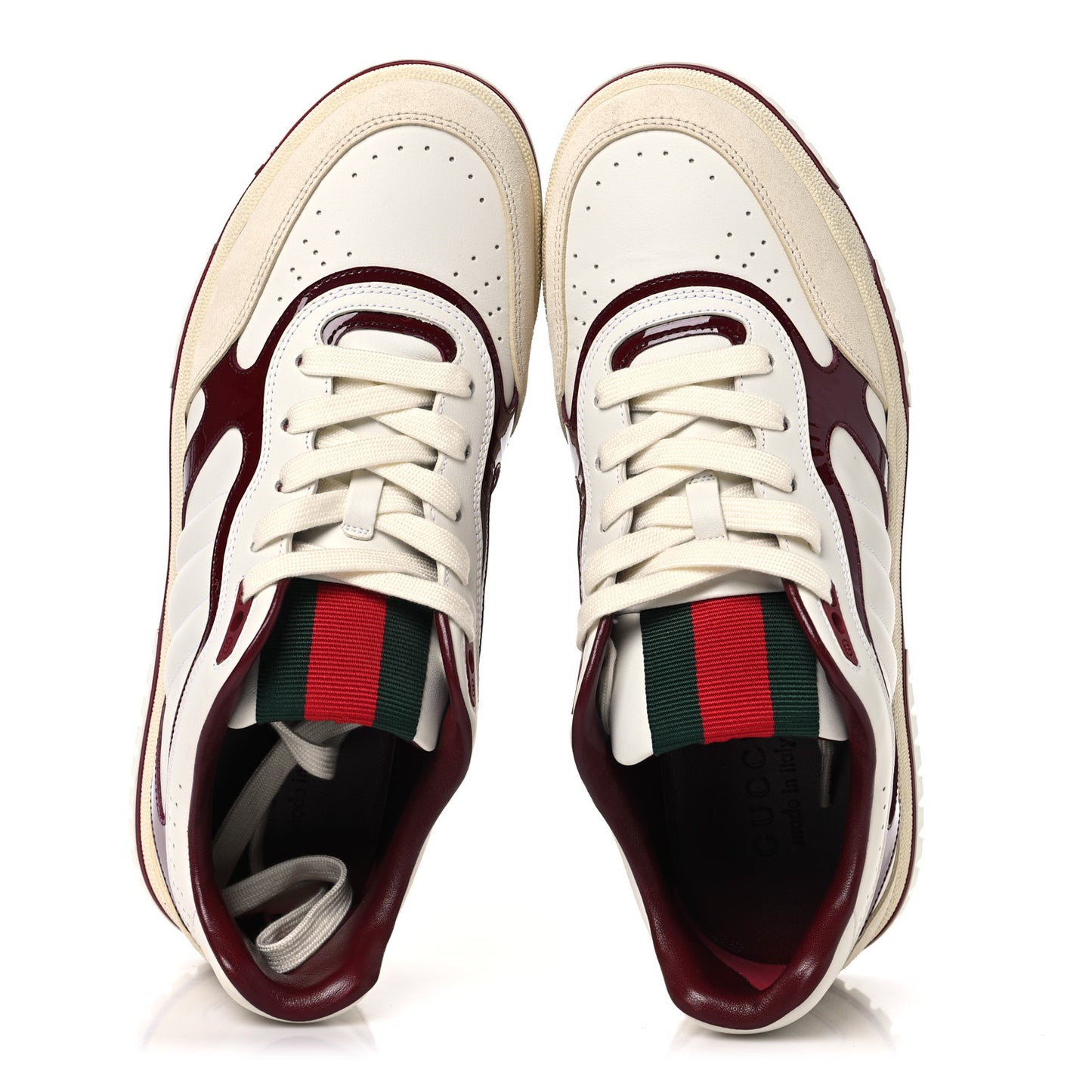 Calfskin Suede Crystal Patent Mens Re-Web Sneakers 9 Ivoire Red