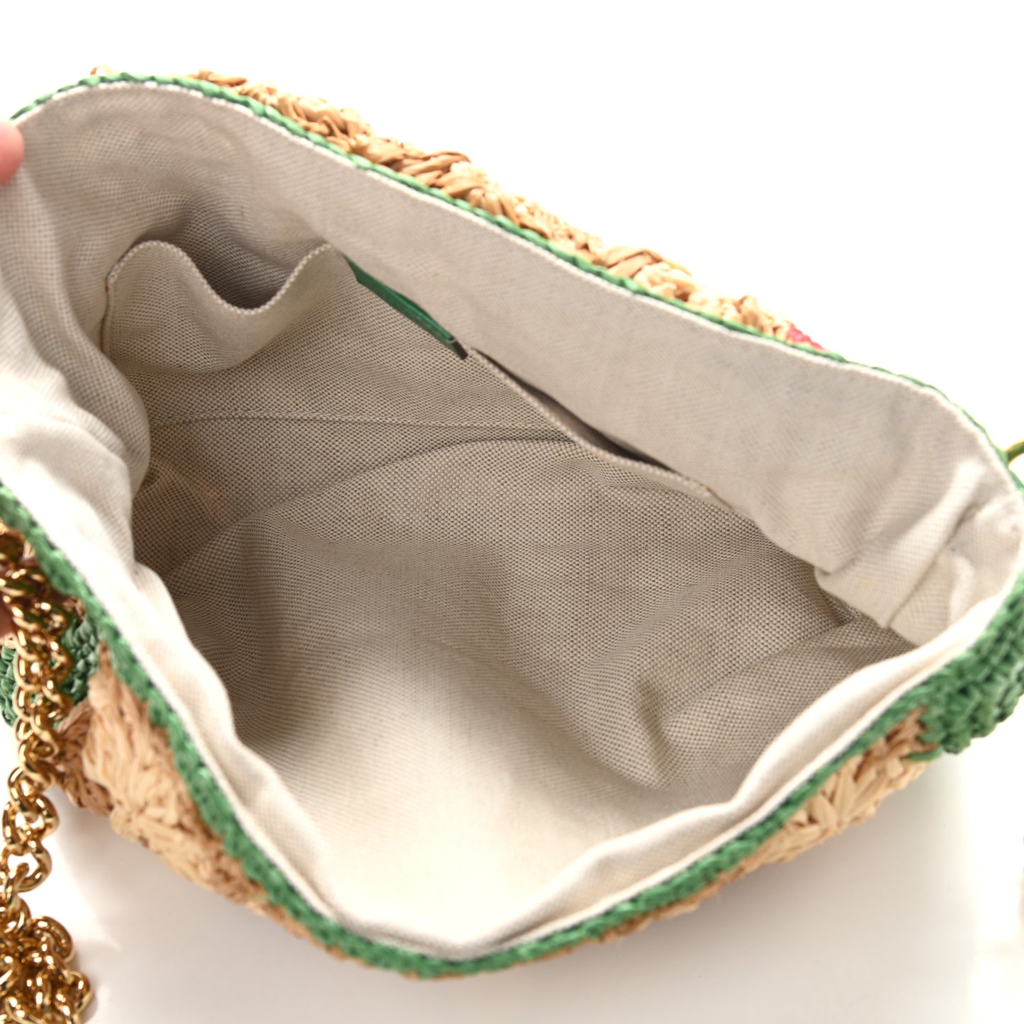 Raffia Azalea Calfskin Crochet Flower Small GG Marmont Shoulder Bag Natural Ecru Green Red New Shamarock