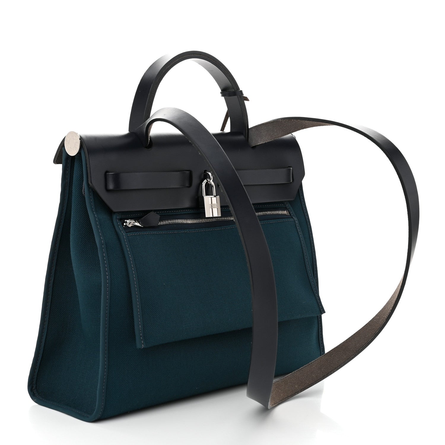 Hermes Military Toile Vache Hunter Herbag Zip 31 PM Bleu Ocean Bleu Indigo 4 of 11