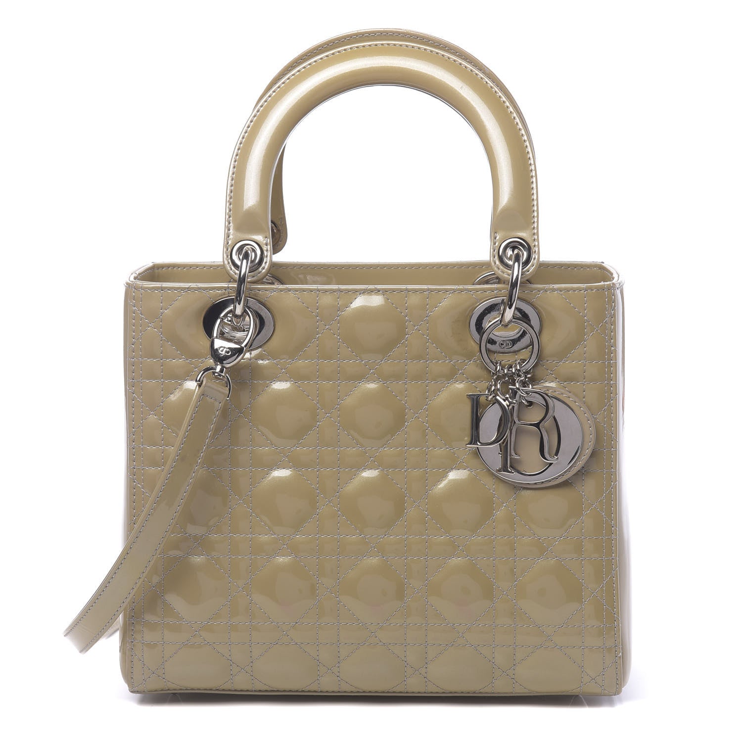 Christian Dior Patent Cannage Medium Lady Dior Beige 1 of 10