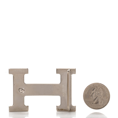 Hermes Palladium Martelee 32mm H Belt Buckle Silver 2 of 4