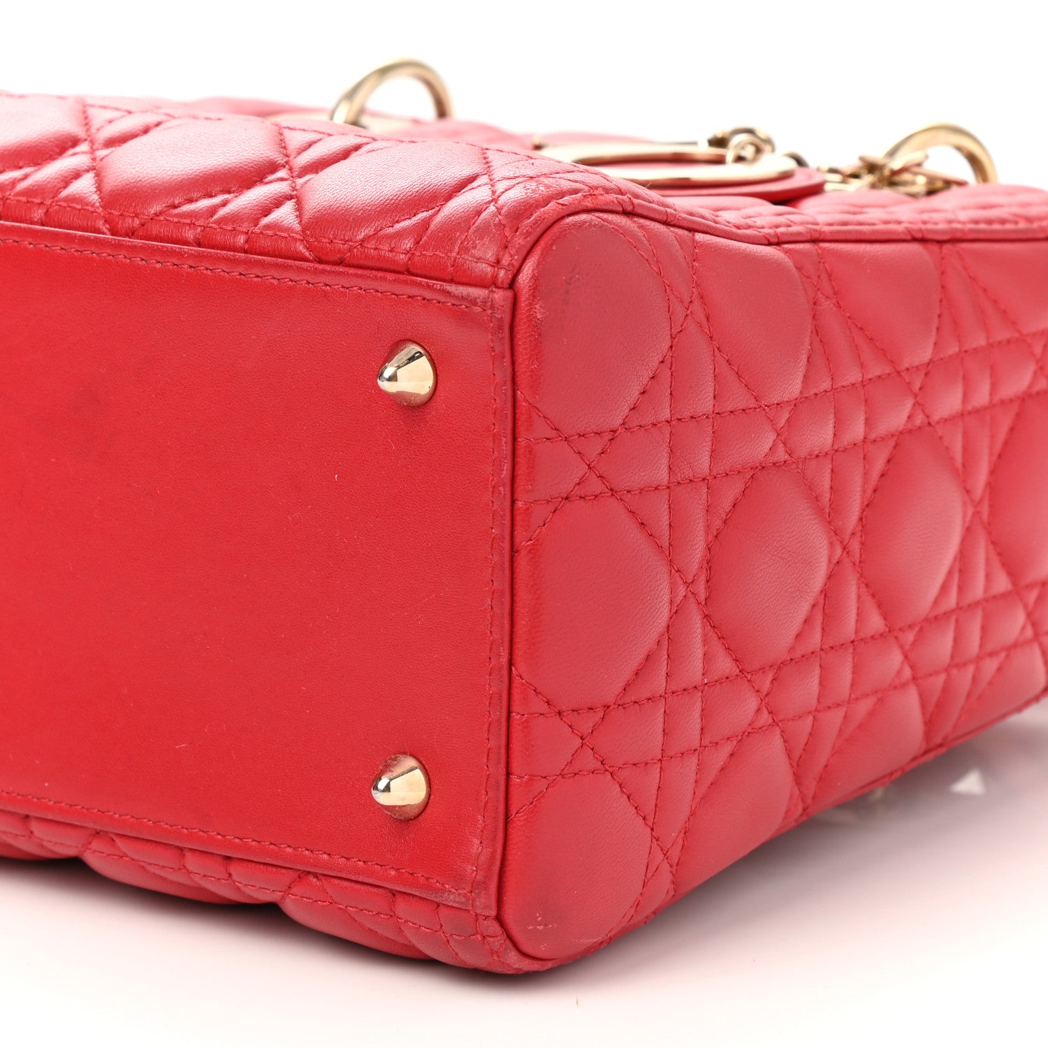 Christian Dior Lambskin Cannage Medium Lady Dior Red 9 of 10