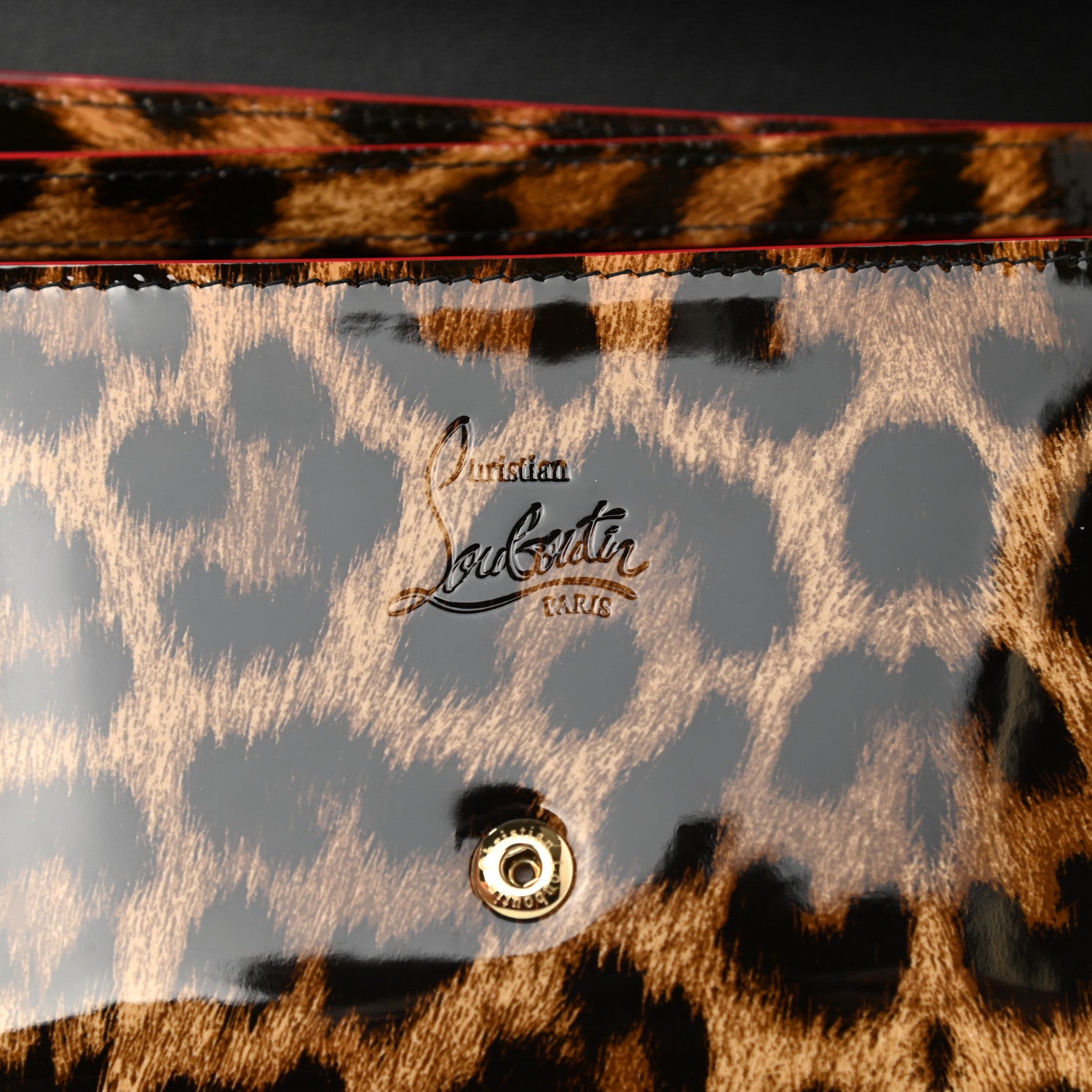 Christian Louboutin Patent Spiked Macaron Flap Wallet Leopard 7 of 10