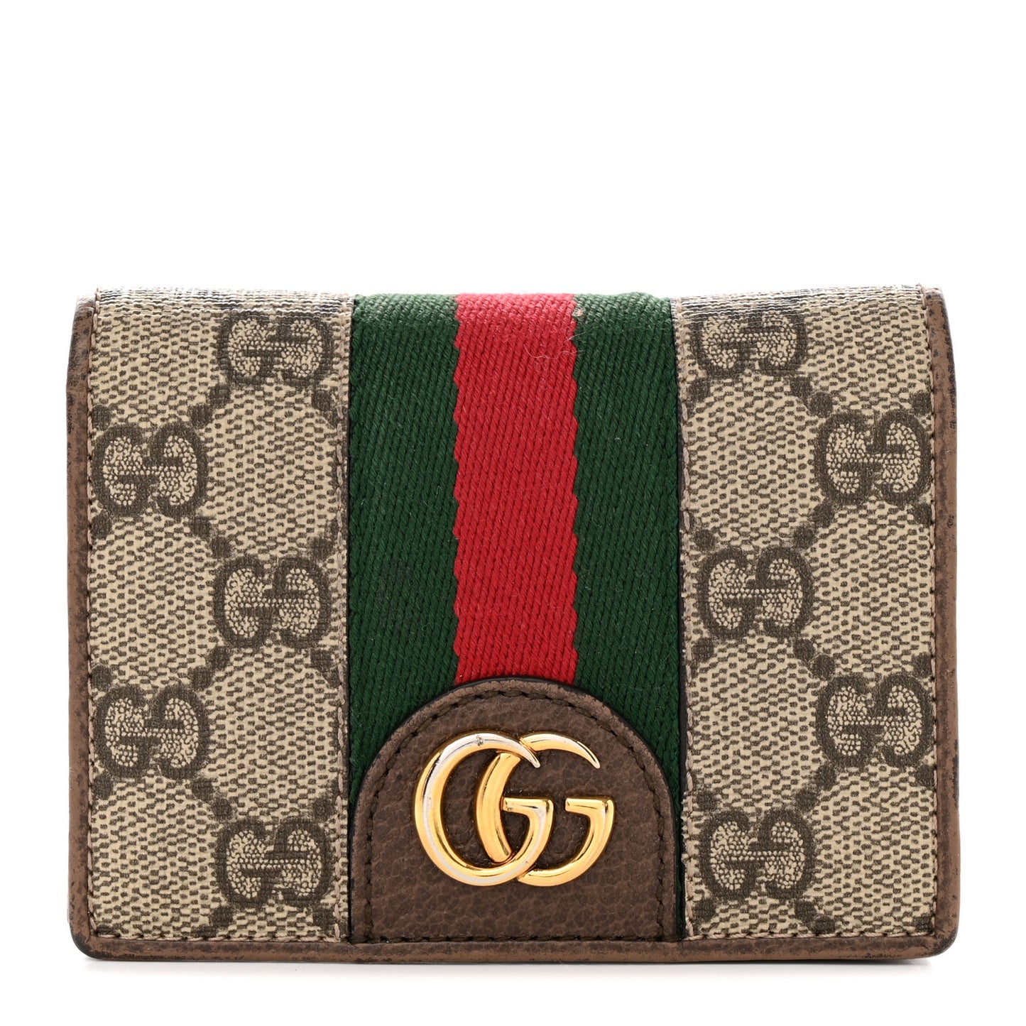 X DISNEY GG Supreme Monogram Web Three Little Pigs Ophidia Card Case Wallet Beige New Acero