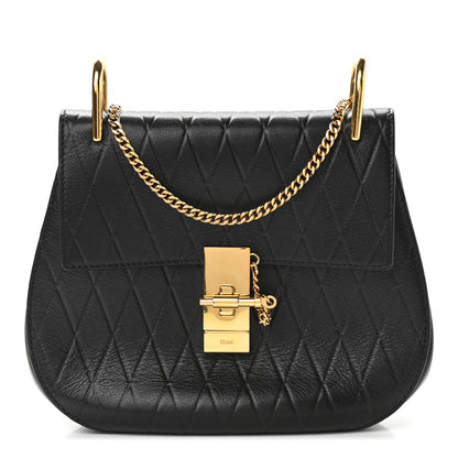 Chloe Calfskin Diamond Embossed Drew Shoulder Bag Black 1 of 10