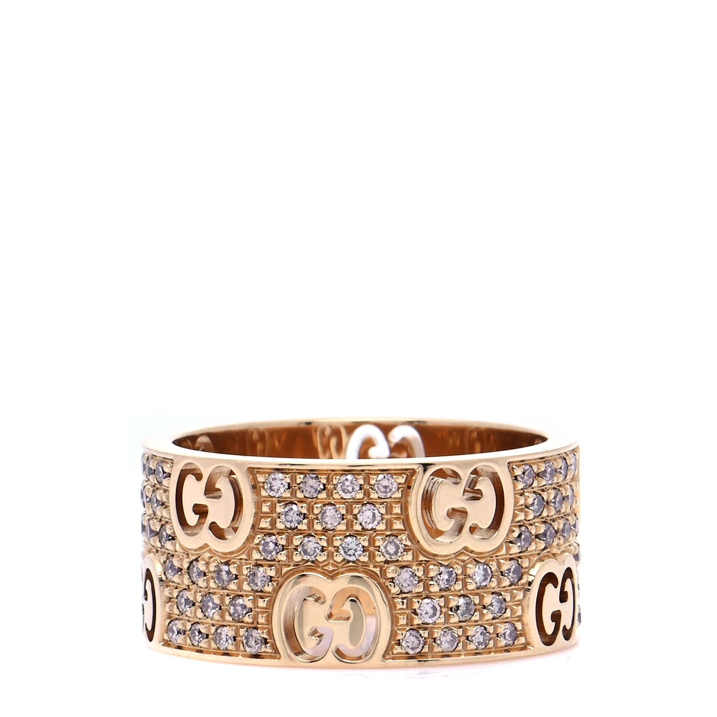 18K Yellow Gold Diamond Wide Icon Stardust Band Ring 52 6