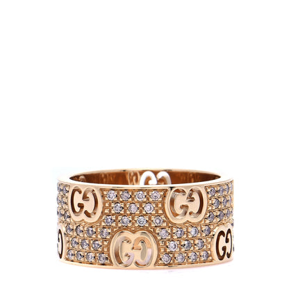 Gucci 18K Yellow Gold Diamond Wide Icon Stardust Band Ring 52 6 1 of 7