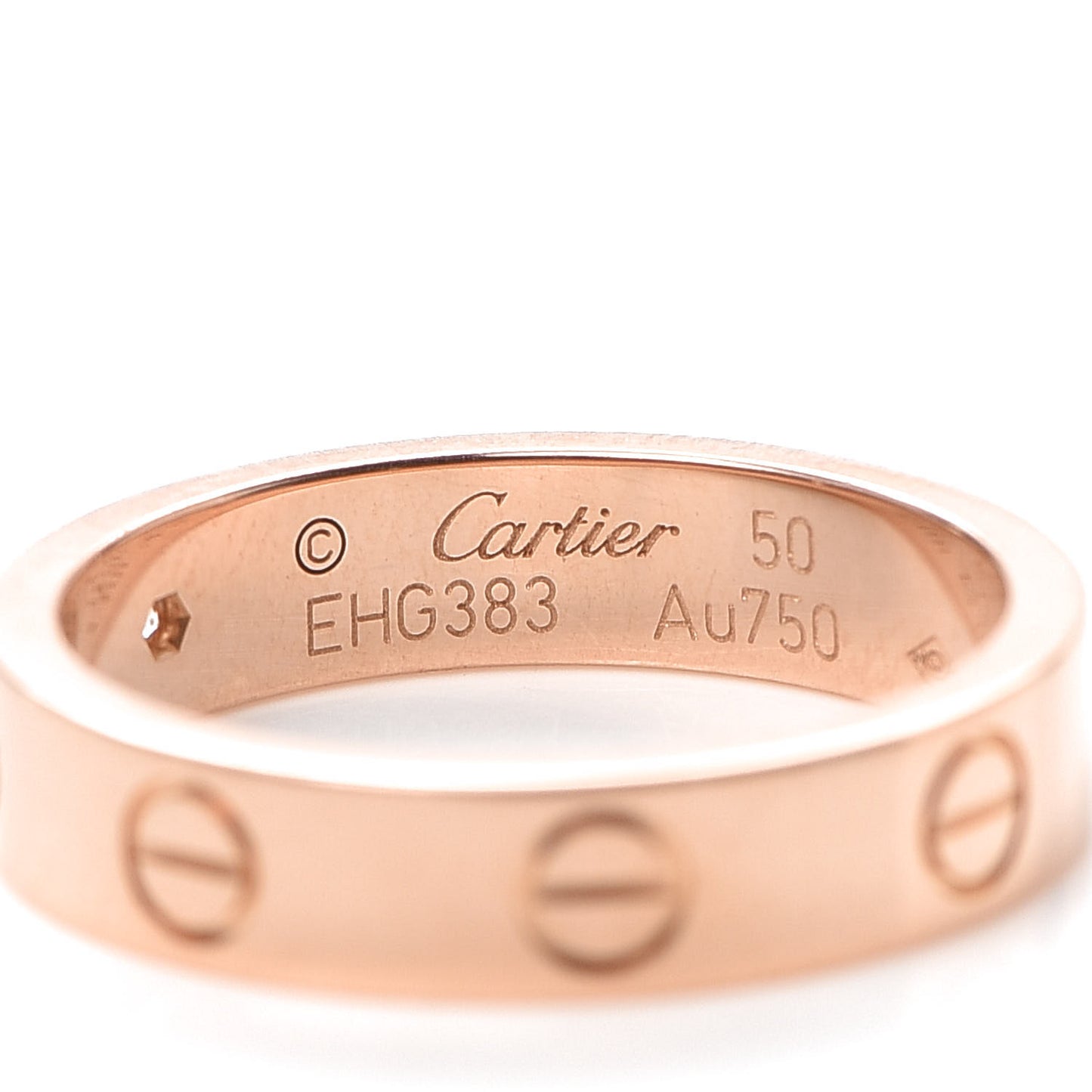 18K Pink Gold Diamond 4mm LOVE Wedding Band Ring 50 5.25