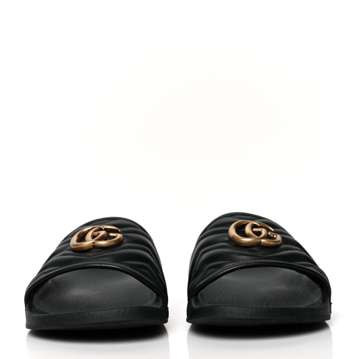 Gucci Nappa Matelasse Rubber Mens GG Marmont Slide Sandals 38 Black 2 of 7
